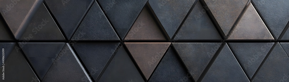 Poster triangular pattern of dark gray and brown tiles.