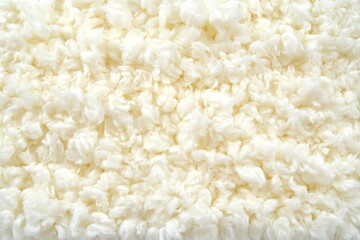 Close-up view of a soft, fluffy, white fabric.  Densely packed, textured surface