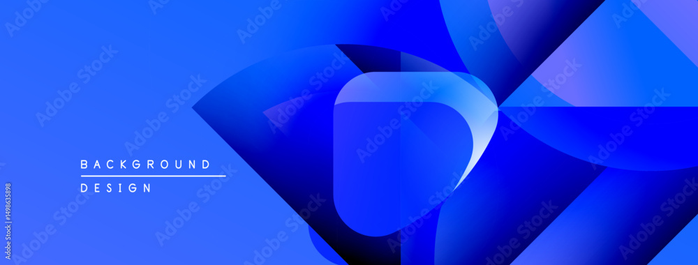 Poster Abstract blue design. Overlapping shapes create dynamic visual effect. Modern background suitable for digital projects.