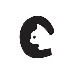 Letter C Cat Logo, minimalist logo template design, for your company