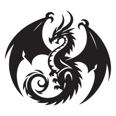 Majestic Dragon Silhouette Vector Illustration for Fantasy Art Designs