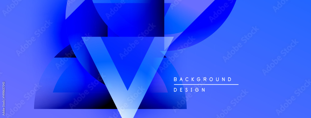 Poster abstract blue design features sharp angles, gradients. letter v prominent, text reads background des