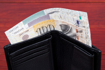Faroese krona in the black wallet