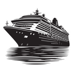 Obraz premium Cruise Ship Silhouette Vector Illustration for Travel or Vacation