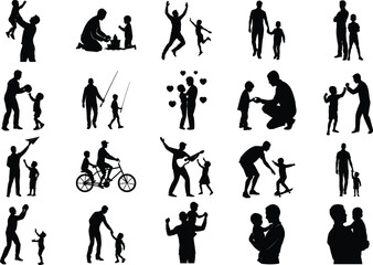 Father's Day Bundle vector silhouettes of Father & Son Activities