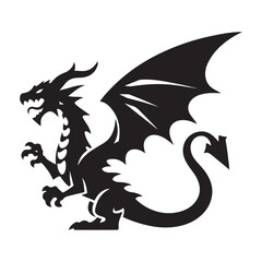 Silhouette Majestic Dragon Vector Illustration Design Element Artwork