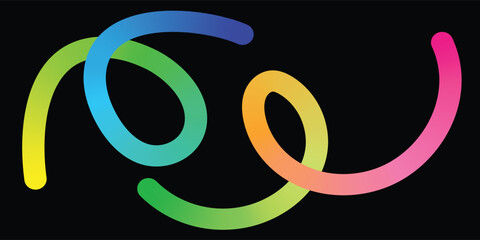 Colorful Abstract Gradient Wavy Line. Colorful Abstract Gradient curvy shapes. Gradient Rainbow Color Abstract doodle line shapes.