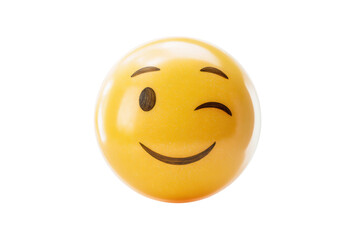 Fototapeta premium Winking emoji face with cheerful expression, cut out