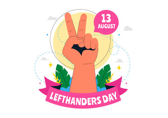 Happy Left Handers Day Celebration Vector Illustration Featuring the Awareness and Pride of Being Left Handed in a Flat Style Cartoon Background