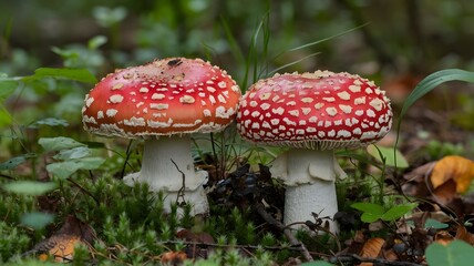 Obraz premium Mushroom fly agaric amanita muscaria fungi forest nature autumn outdoor