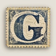 Obraz premium Stamp with alphabet G font art currency.