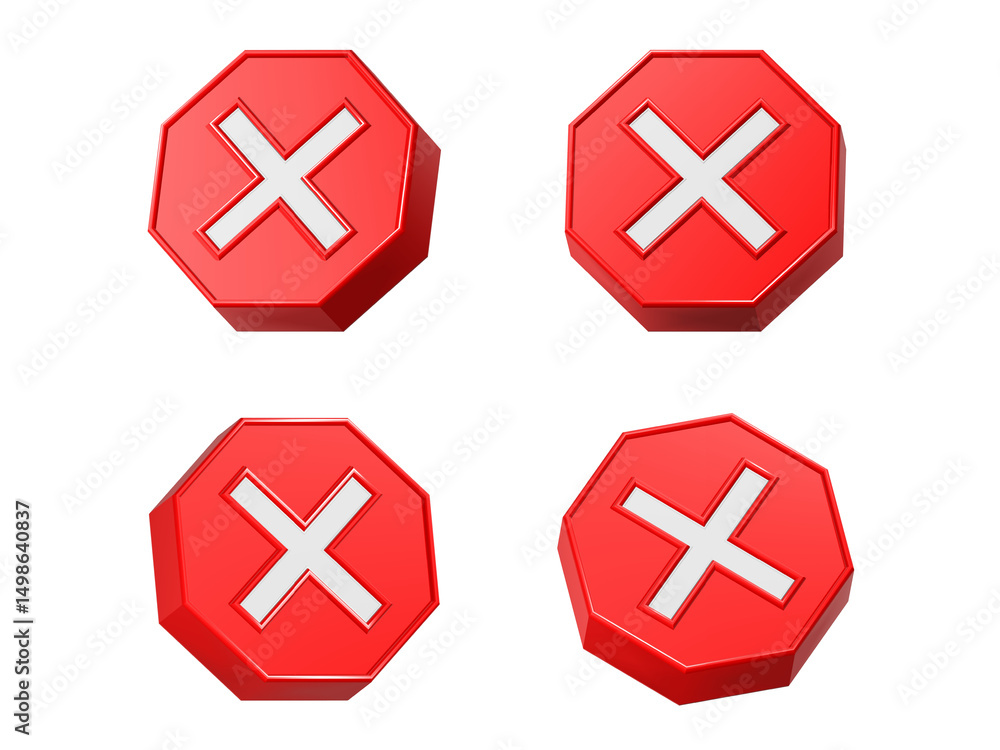 Poster stop cross symbol button 3d rendering