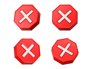 stop cross symbol button 3d rendering
