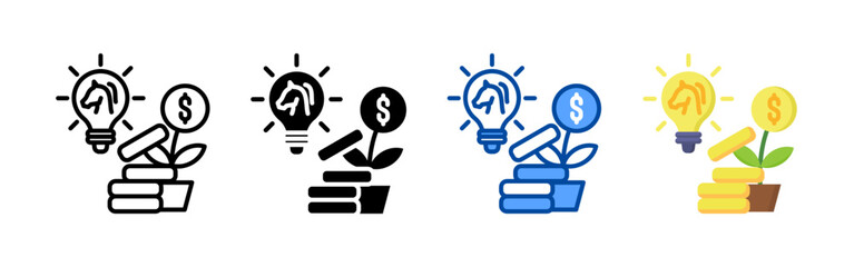 Investment strategy icon set bundle. Multi style icon collection perfect for websites, apps, and presentations. Simple vector icon collection