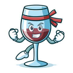 Fototapeta premium Elegant Wine Glass Karate Master Ready to Kick Illustration