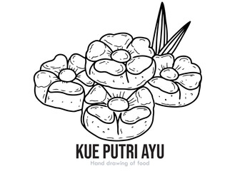 hand drawn vector illustration of an kue putri ayu.