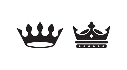 Minimal Black Crown Icons Set 