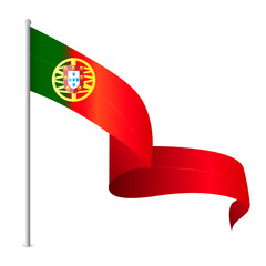 Waving Portuguese National Flag on Pole Symbolizing Patriotism and Freedom