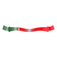 Glossy Ribbon Banner with Wavy Portuguese Flag Colors and National Crest