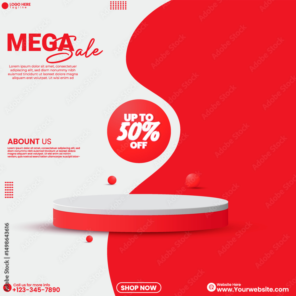 Aufkleber cosmetics product advertisement poster design with a 3d cylinder podium. promotional product display