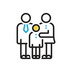 Multi color icon for parents with kids stick