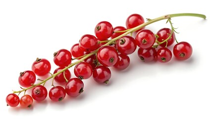 Fresh, ripe red currants, a sweet and healthy fruit bunch isolated on white