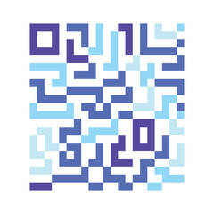 Abstract Blue and Purple QR Code Pattern Digital Design Element
