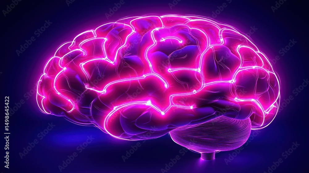 Poster 3d rendering of a glowing brain
