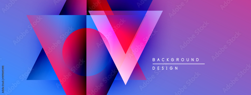 Poster abstract geometric design. vibrant colors blend, creating dynamic visual impact. modern aesthetic, s