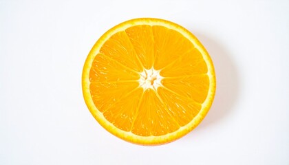 Fototapeta premium Sliced orange citrus fruit on white background with full depth of field for food styling or vitamin concept