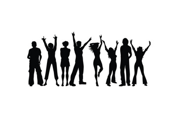 Comprehensive Vector Silhouette set Collection of Dancing People in Various Energetic Poses Expressing Celebration Joy and Movement Perfect for Party Music Festival set and Performance Themes Isolated