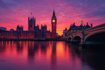 Fototapeta premium Big Ben And Houses Of Parliament At Stunning Sunset In London