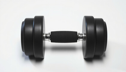 Isolated Black Dumbbell on White Background – Fitness Equipment Mockup