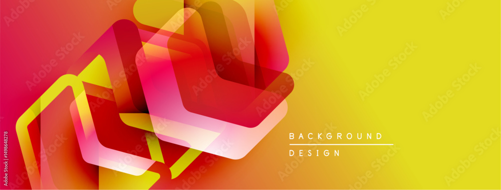 Aufkleber abstract vibrant design. overlapping shapes create dynamic visual effect. yellow, red hues dominate 