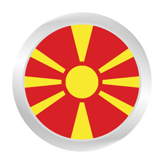 Obraz premium Flag of North Macedonia. Circle flag icon logo. Round flag. Flag icon. Standard color. Digital illustration. Vector illustration.
