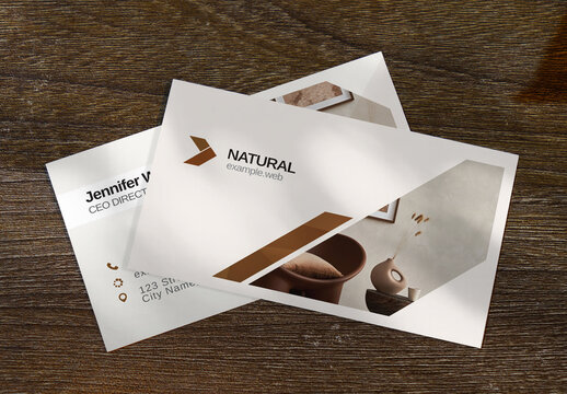Business Card Mockup Design with Weeden Background Layout