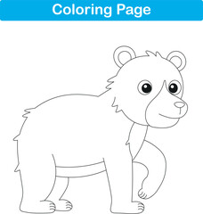 Funny cartoon bear. Coloring pages. Vector illustration