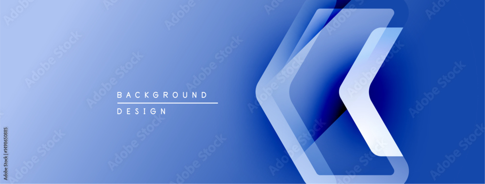 Aufkleber Blue gradient background features layered chevron shapes. Modern design element suitable for banners, headers, presentations. Minimalist aesthetic.