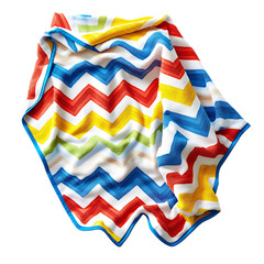 Cheerful Beach Towel with Expansive Playful Zigzag Isolated on Transparent Background