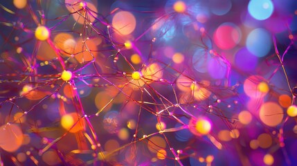 A close-up view of a neural networkâ€™s layers, showing nodes and pathways illuminated with soft neon light.