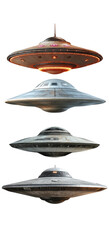 Fototapeta premium Evolution of UFOs Through Time. Transparent Background