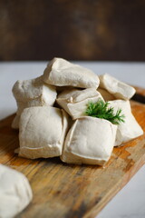 Pile of white tofu 