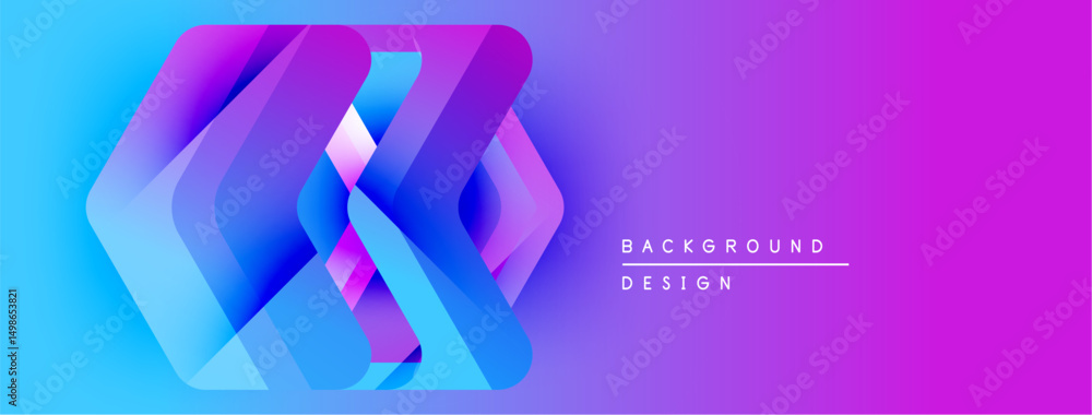 Aufkleber Abstract geometric shapes overlap, creating vibrant bluepurple gradient. Modern design suggests digital background or banner.