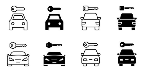 car rental, renting icon set