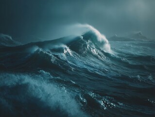 Dark Blue Ocean Waves During a Storm