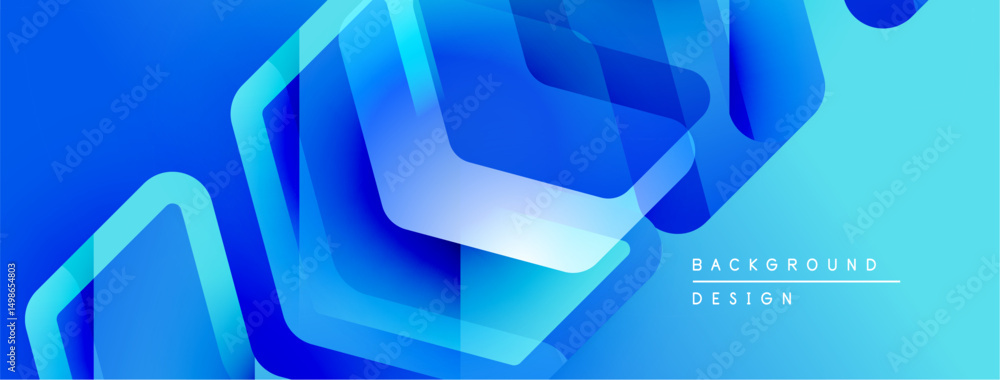Aufkleber Abstract blue geometric shapes overlap. Gradient colors create dynamic visual effect. Modern design suitable for backgrounds, banners.
