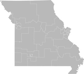 Missouri state senate districts vector map (Web Mercator projection, PPT-compatible & fully editable)