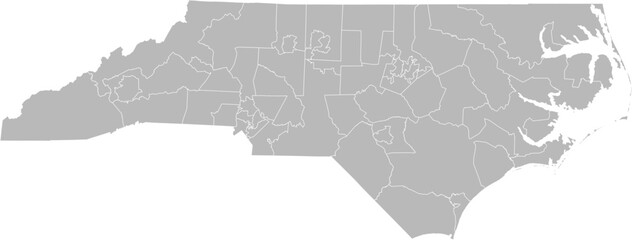 North Carolina state senate districts vector map (Web Mercator projection, PPT-compatible & fully editable)