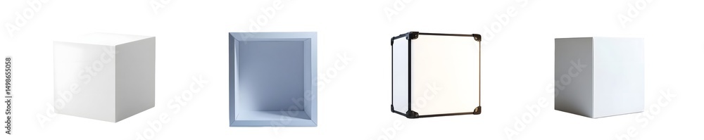Poster set of adjacent rectangular shapes with varying tones. isolated on transparent background