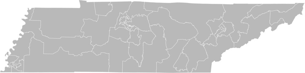 Tennessee state senate districts vector map (Web Mercator projection, PPT-compatible & fully editable)